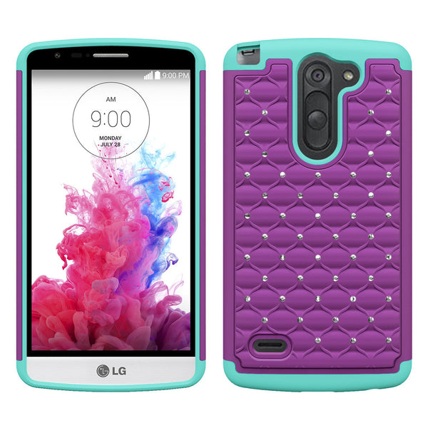 LG G3 Stylus Rhinestone Case - Purple/Teal - www.coverlabusa.com