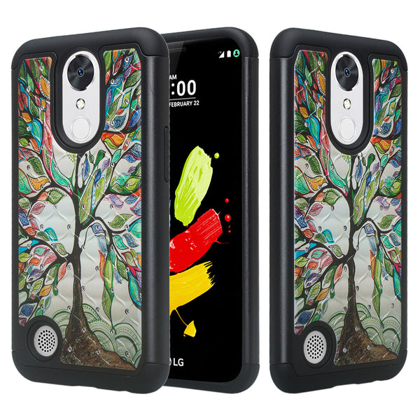 lg k10 (2017) case crystal rhinestone - vibrant tree - www.coverlabusa.com