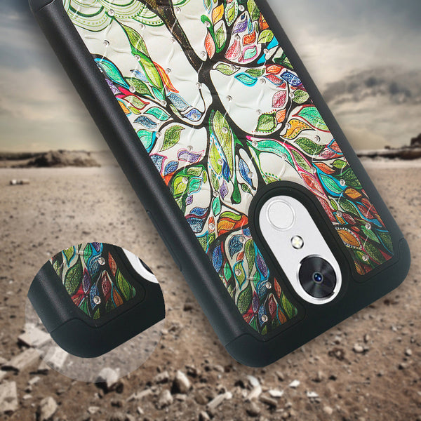 lg k20 plus, k20 v, harmony, k10 2017 crystal rhinestone hybrid case - vibrant tree - www.coverlabusa.com