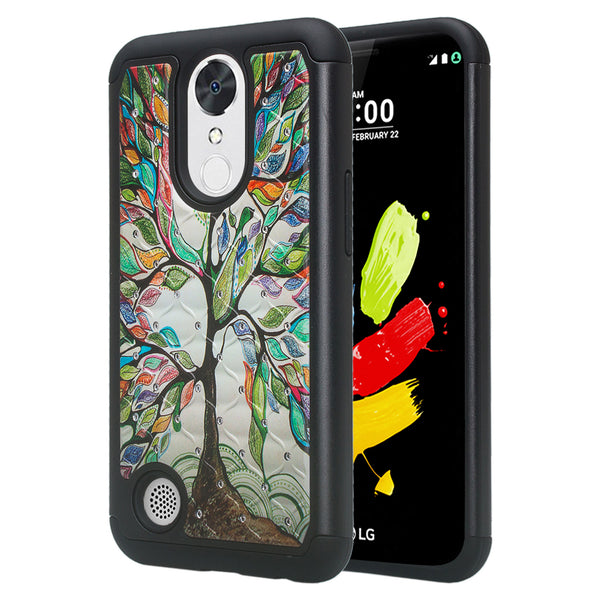 lg k20 plus, k20 v, harmony, k10 2017 crystal rhinestone hybrid case - vibrant tree - www.coverlabusa.com