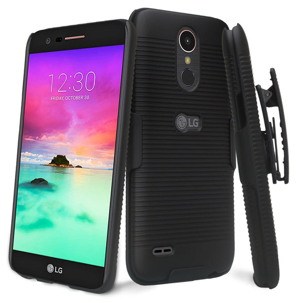 LG K20 Plus Case, LG K20 V, K10 2017, LG Harmony Slim Holster Shell Combo - black - www.coverlabusa.com