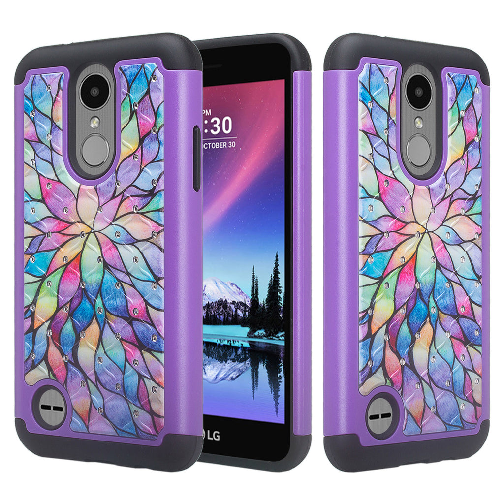 LG K4 (2017) | Fortune | Phoenix 3 case crystal rhinestone - rainbow flower - www.coverlabusa.com