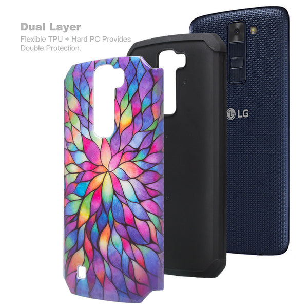 LG K8, Escape 3 Case, Protective Hybrid, rainbow flower WWW.COVERLABUSA.COM