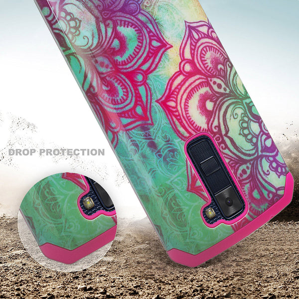 LG K8, Escape 3 Case, Protective Hybrid, TEAL flower WWW.COVERLABUSA.COM