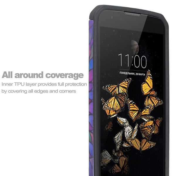 LG K7 / Tribute 5 / Treasure Case, Protective Hybrid, rainbow flower WWW.COVERLABUSA.COM