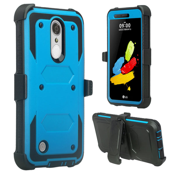 LG ARISTO holster case with screen protector - blue - www.coverlabusa.com