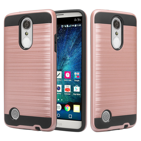 lg aristo case - hybrid brush - rose gold - www.coverlabusa.com