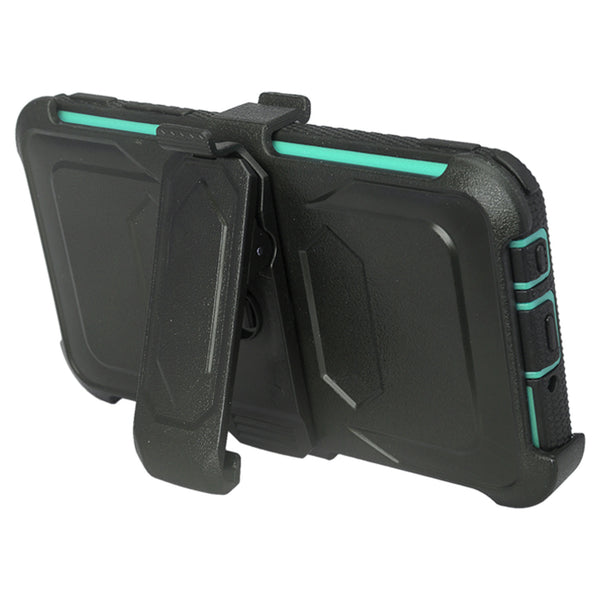 LG ARISTO holster case with screen protector - teal - www.coverlabusa.com