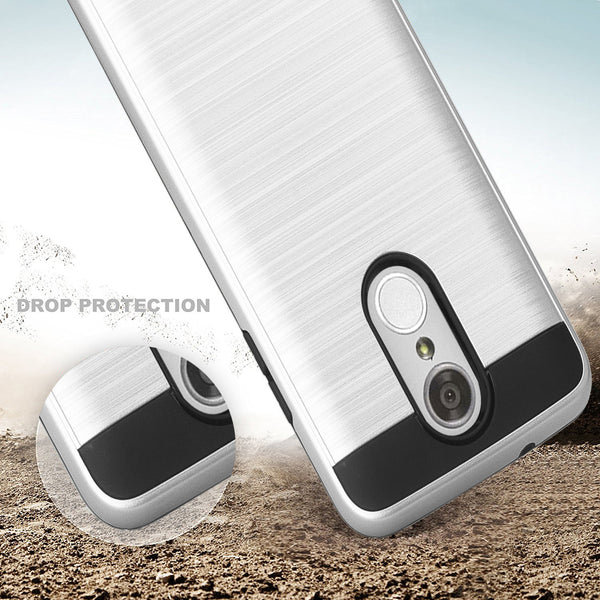 lg aristo case - hybrid brush - silver - www.coverlabusa.com