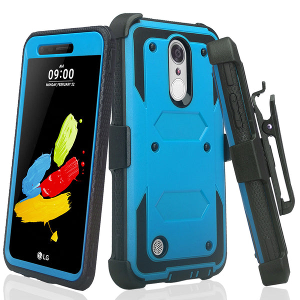 LG ARISTO holster case with screen protector - blue - www.coverlabusa.com