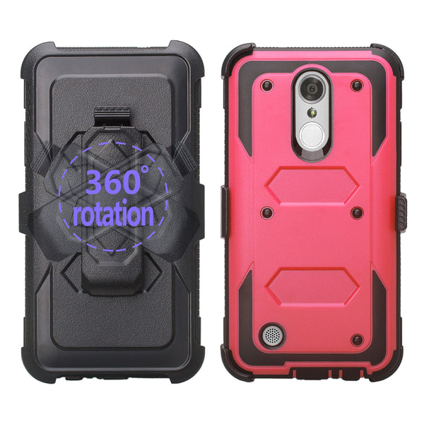 LG ARISTO holster case with screen protector - hot pink/black - www.coverlabusa.com