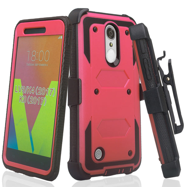 LG ARISTO holster case with screen protector - hot pink/black - www.coverlabusa.com