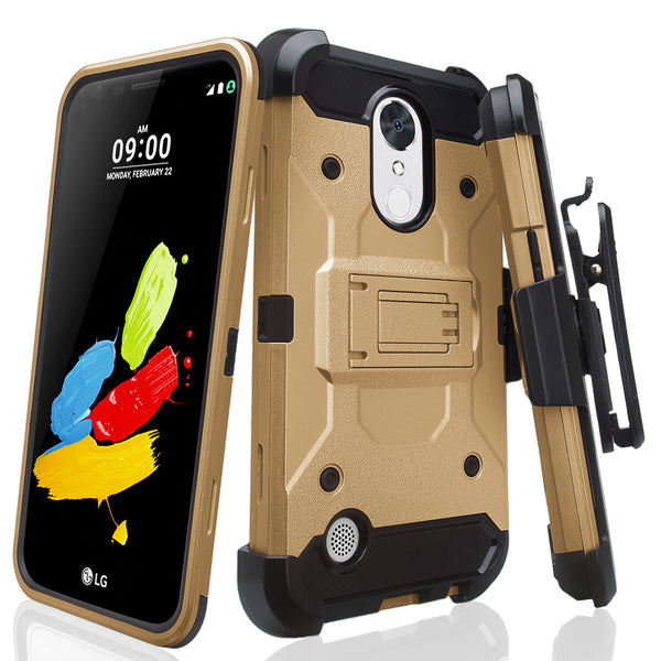 LG K20 V, K20 Plus Hybrid Holster Case - Gold - www.coverlabusa.com