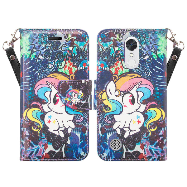 LG K20 V Case, K20 Plus leather wallet case - rainbow unicorn - www.coverlabusa.com