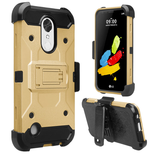 LG K20 V, K20 Plus Hybrid Holster Case - Gold - www.coverlabusa.com