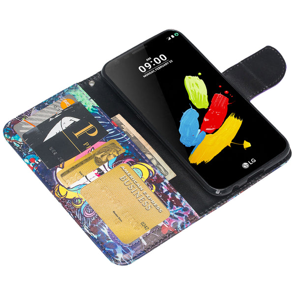 LG K20 V Case, K20 Plus leather wallet case - rainbow unicorn - www.coverlabusa.com