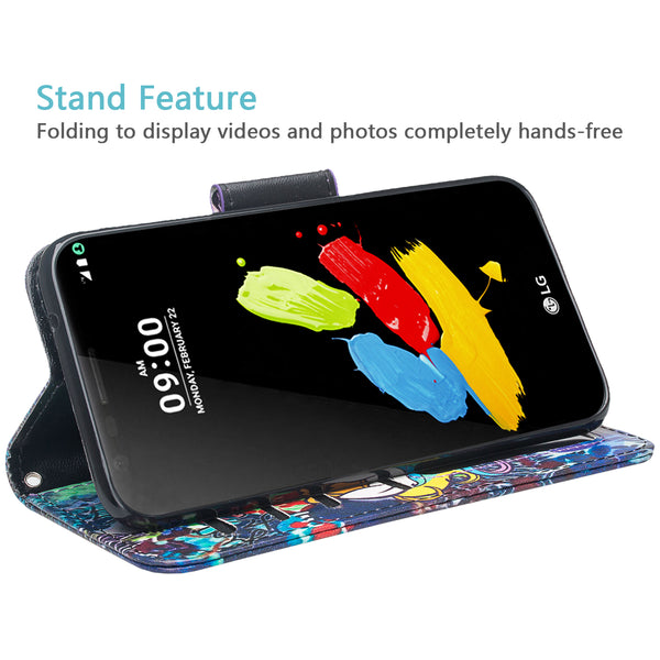 LG K20 V Case, K20 Plus leather wallet case - rainbow unicorn - www.coverlabusa.com