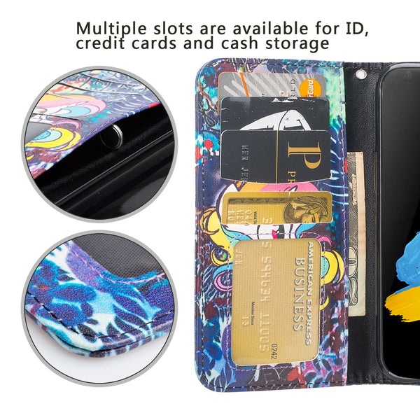 LG K20 V Case, K20 Plus leather wallet case - rainbow unicorn - www.coverlabusa.com