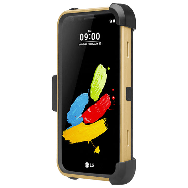 LG K20 V, K20 Plus Hybrid Holster Case - Gold - www.coverlabusa.com