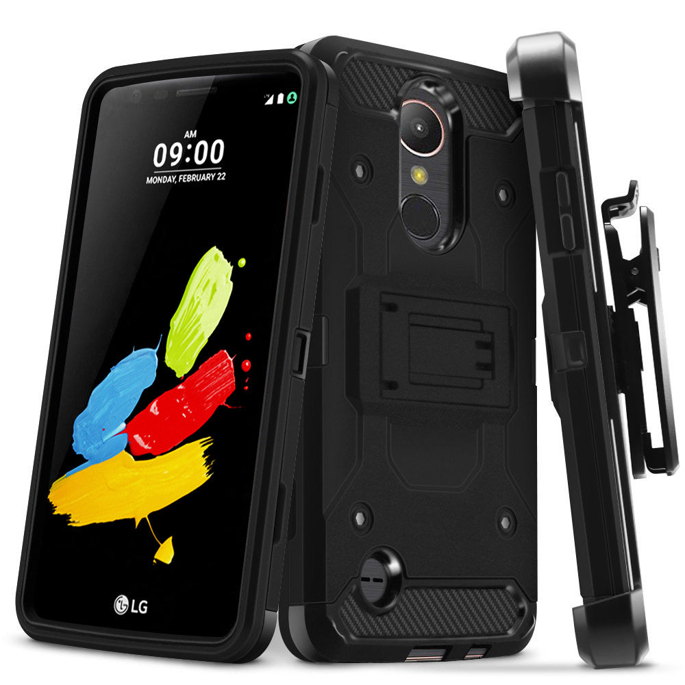 LG K10 (2017) , LG M250N Hybrid Holster Case - Black - www.coverlabusa.com