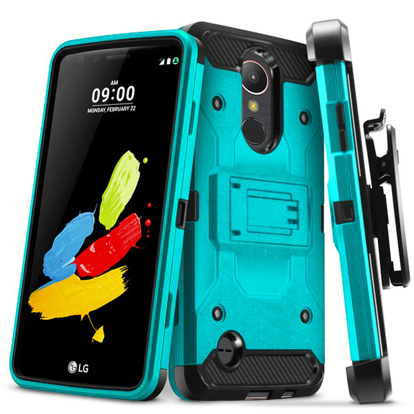 LG K10 (2017) , LG M250N Hybrid Holster Case - Teal - www.coverlabusa.com