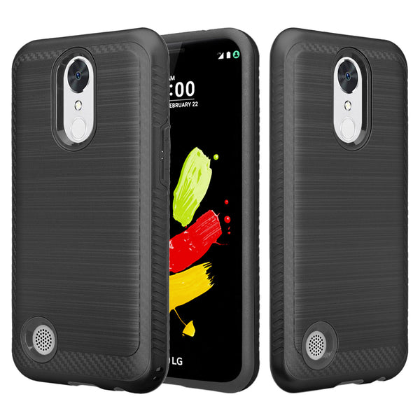 lg k20 plus hybrid case - brush black - www.coverlabusa.com