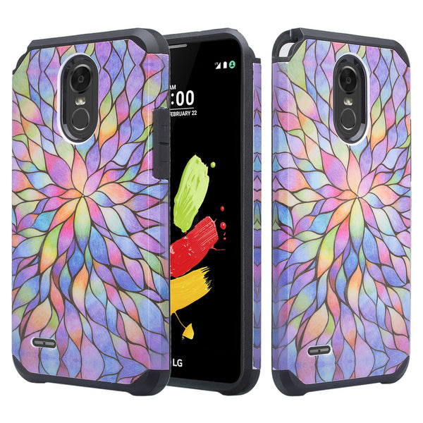 lg stylo 3 hybrid case - rainbow flower - www.coverlabusa.com