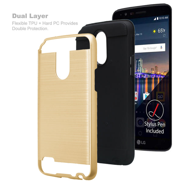 lg stylo 3 case - brush gold - www.coverlabusa.com