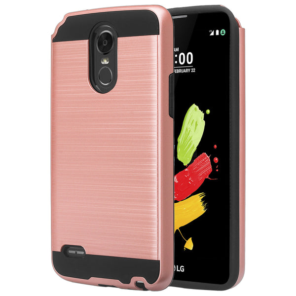 lg stylo 3 case - hybrid brush - rose gold - www.coverlabusa.com