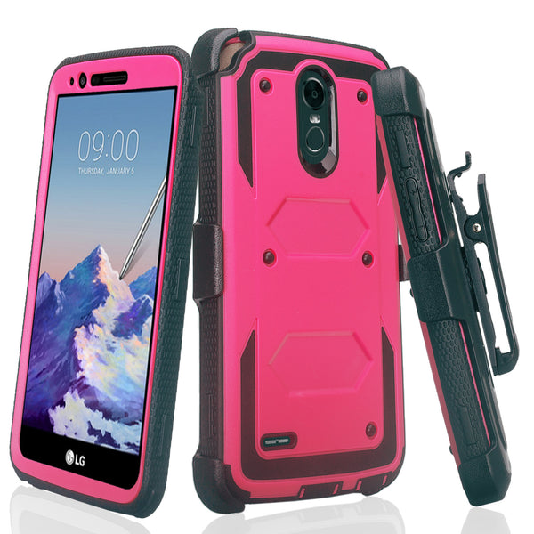 LG Stylo 3 heavy duty holster case - Hot Pink - www.coverlabusa.com