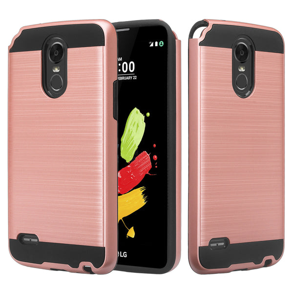 lg stylo 3 case - hybrid brush - rose gold - www.coverlabusa.com