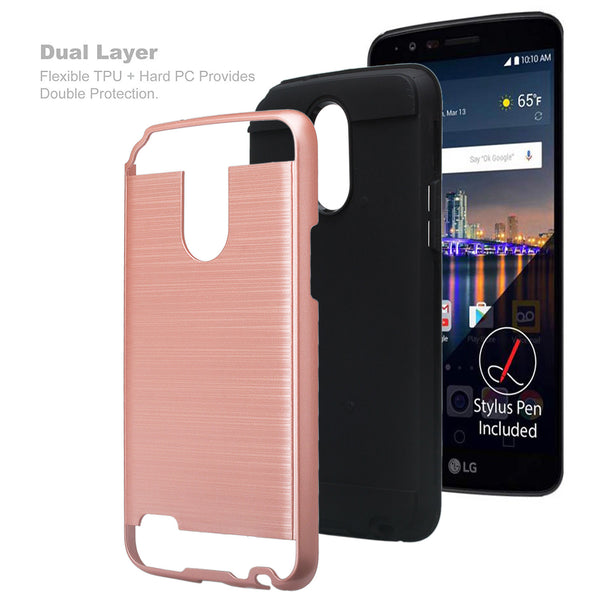 lg stylo 3 case - hybrid brush - rose gold - www.coverlabusa.com