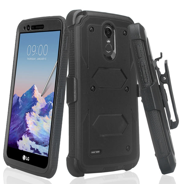 LG Stylo 3 heavy duty holster case - black - www.coverlabusa.com