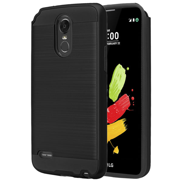 lg stylo 3 case - hybrid brush - black - www.coverlabusa.com