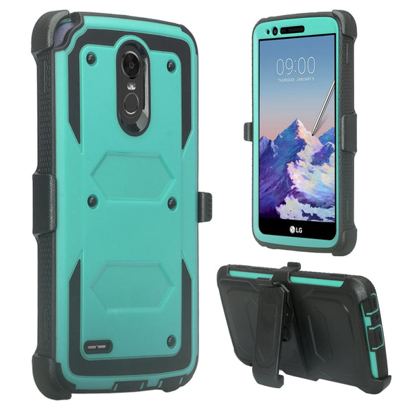 LG Stylo 3 heavy duty holster case - Teal - www.coverlabusa.com