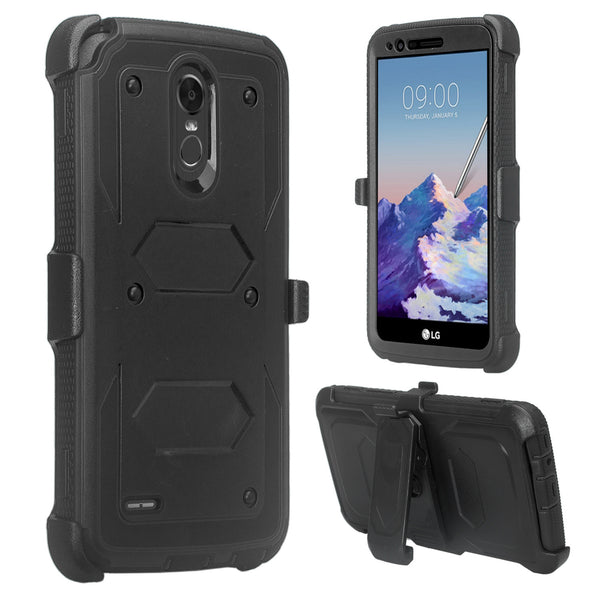 LG Stylo 3 heavy duty holster case - black - www.coverlabusa.com