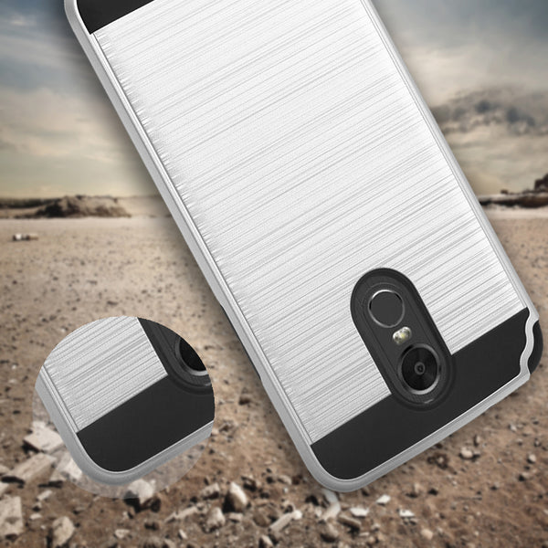 lg stylo 3 case - hybrid brush - silver - www.coverlabusa.com