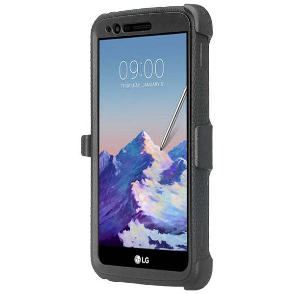 LG Stylo 3 heavy duty holster case - black - www.coverlabusa.com
