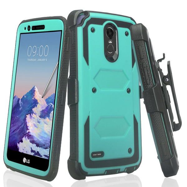 LG Stylo 3 heavy duty holster case - Teal - www.coverlabusa.com