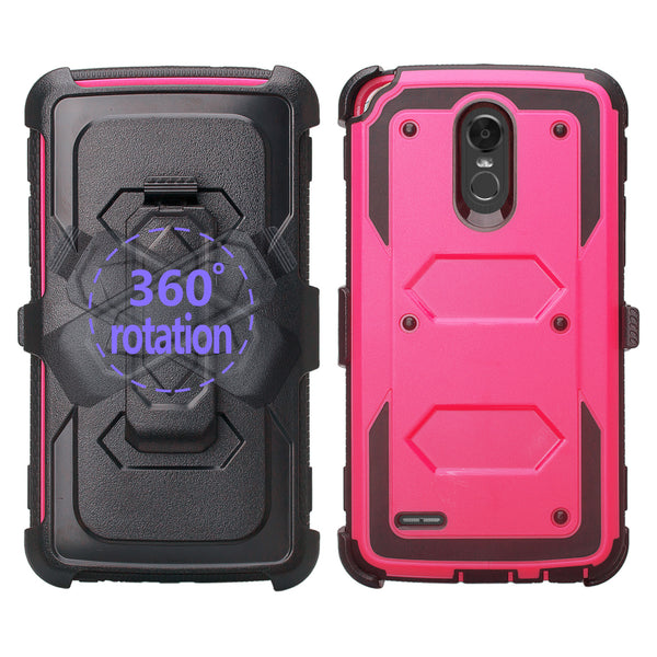 LG Stylo 3 heavy duty holster case - Hot Pink - www.coverlabusa.com