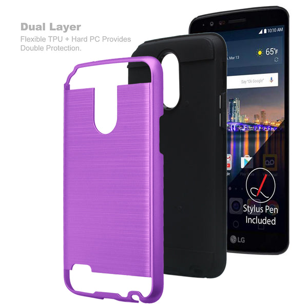 lg stylo 3 case - hybrid brush - purple - www.coverlabusa.com