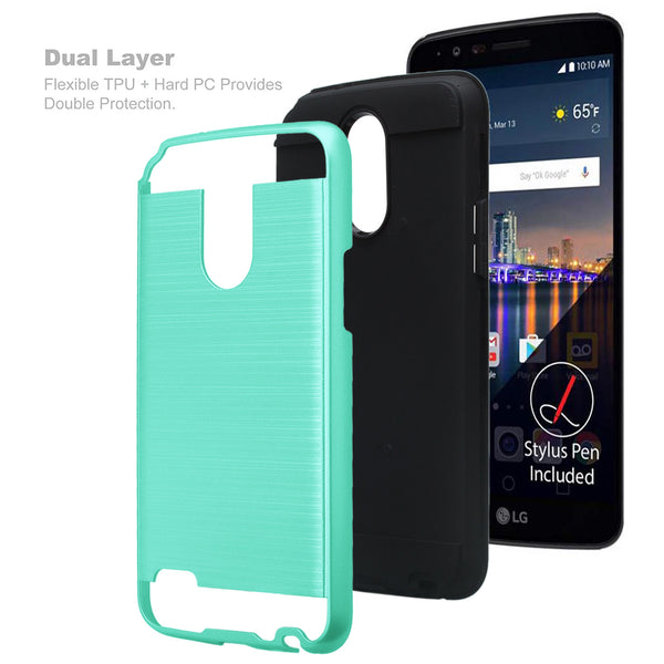 lg stylo 3 case - hybrid brush - teal - www.coverlabusa.com