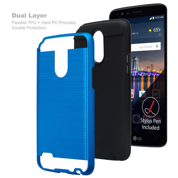 lg stylo 3 case - hybrid brush - blue - www.coverlabusa.com