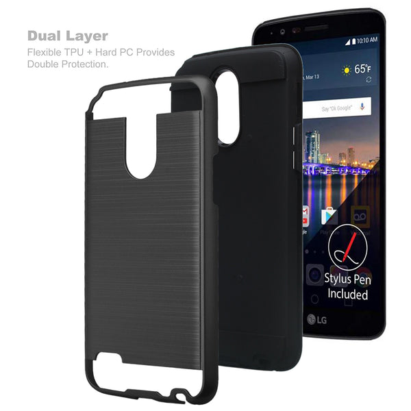 lg stylo 3 case - hybrid brush - black - www.coverlabusa.com