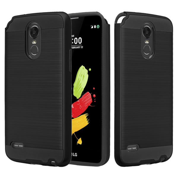lg stylo 3 case - hybrid brush - black - www.coverlabusa.com