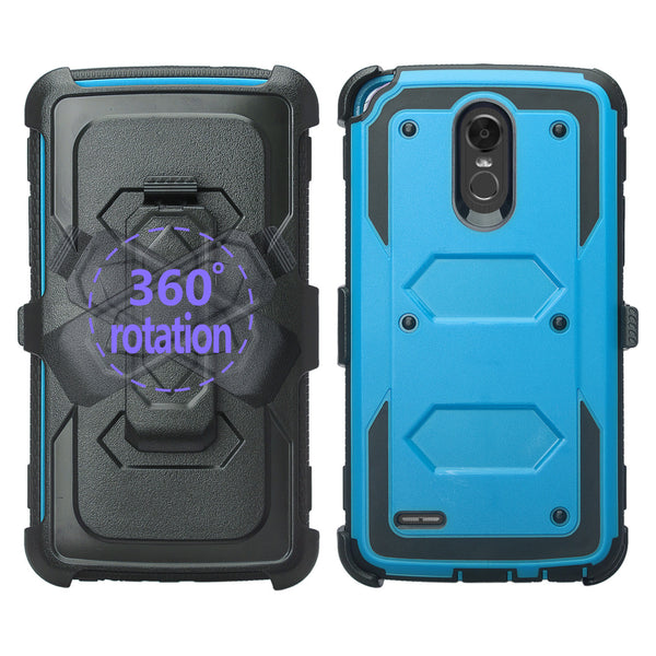lg stylo 3 holster case with screen protector - blue - www.coverlabusa.com