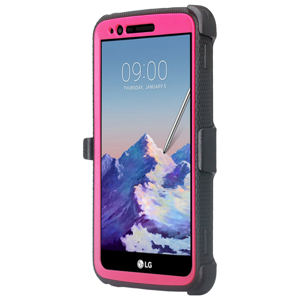 LG Stylo 3 heavy duty holster case - Hot Pink - www.coverlabusa.com