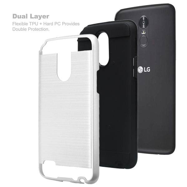 lg stylo 3 case - hybrid brush - silver - www.coverlabusa.com