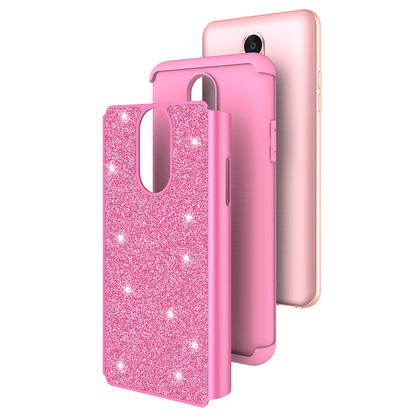 LG Stylo 4 Glitter Hybrid Case - Hot Pink - www.coverlabusa.com
