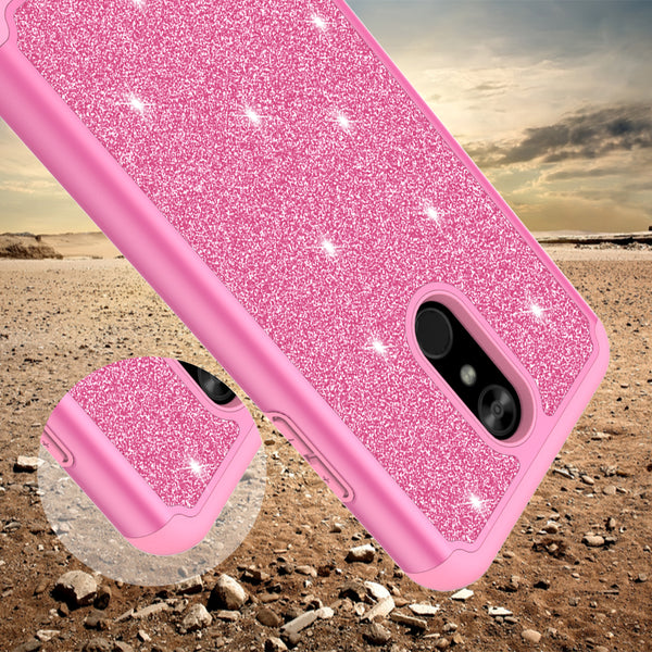 LG Stylo 5 Glitter Hybrid Case - Hot Pink - www.coverlabusa.com